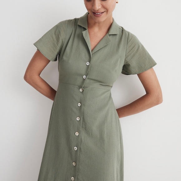 Crinkle Cotton Button-Front Midi Dress - Picture 5 of 6